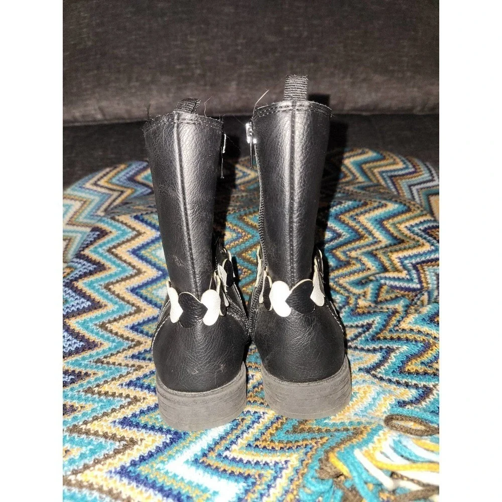 Black Zipper Up Heart Boots girls 10
